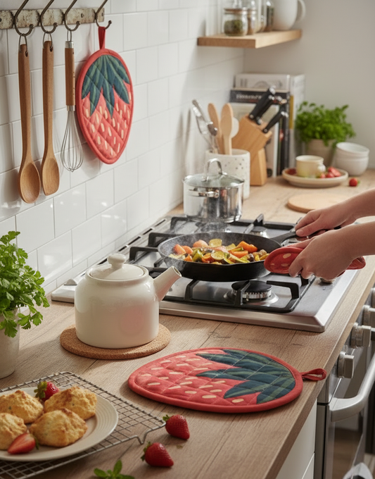 Strawberry Quilted Pot Holder – Pack of 2