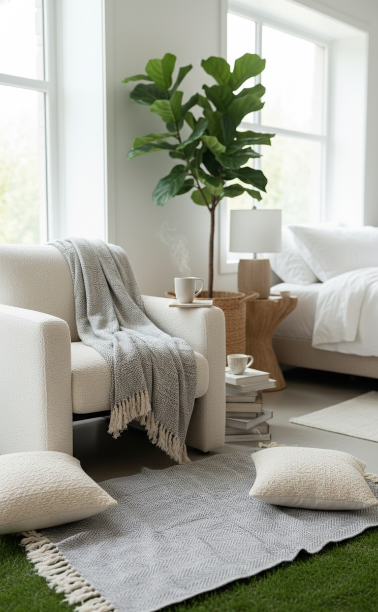 Pebble Herringbone Woven Throw