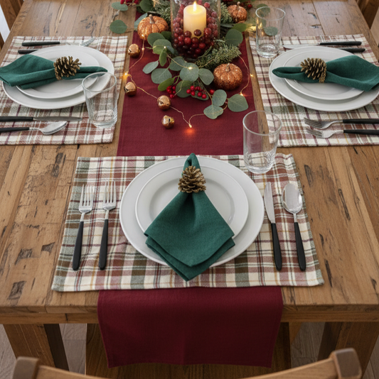 Autumn Plaid Cotton Placemats – Set of 6