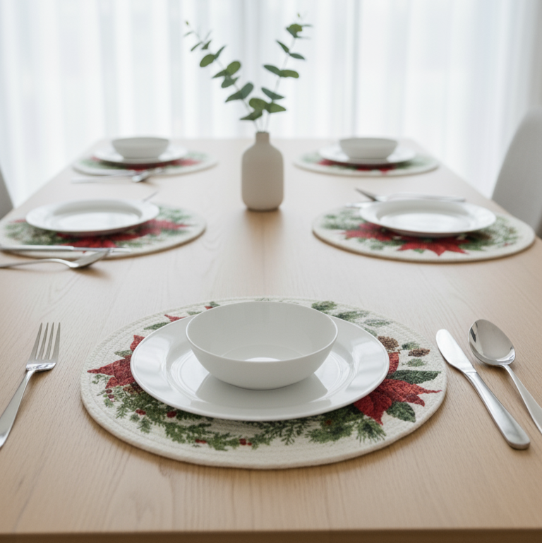 Mistletoe Meadow Round Placemats – Set of 4