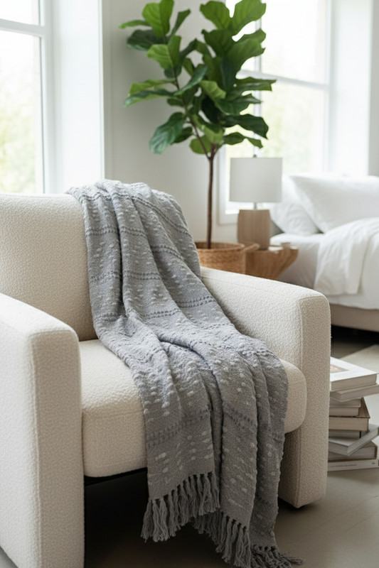 Luna Textured Dot Woven Throw