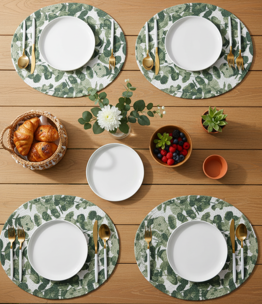 Verdant Leaf Round Placemats – Set of 4
