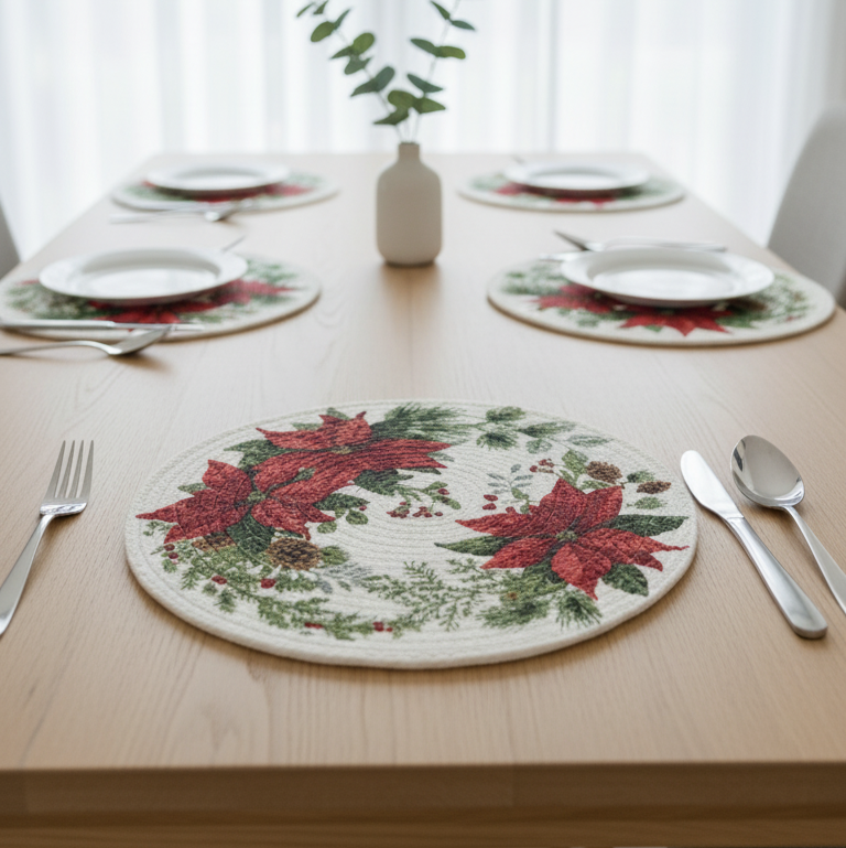 Mistletoe Meadow Round Placemats – Set of 4