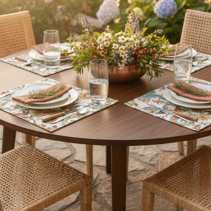 Regal Bloom Cotton Placemats – Set of 4