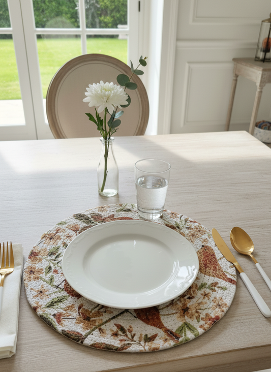 Songbird Bloom Round Placemats – Set of 4