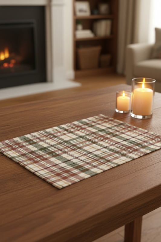 Autumn Plaid Cotton Placemats – Set of 6