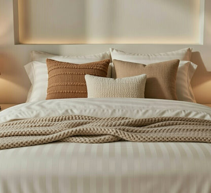 Amaré Élan — Soft Sand Striped 550 TC Bedsheet