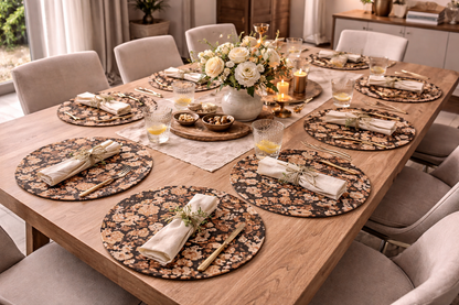 Mocha Bloom Round Placemats – Set of 4