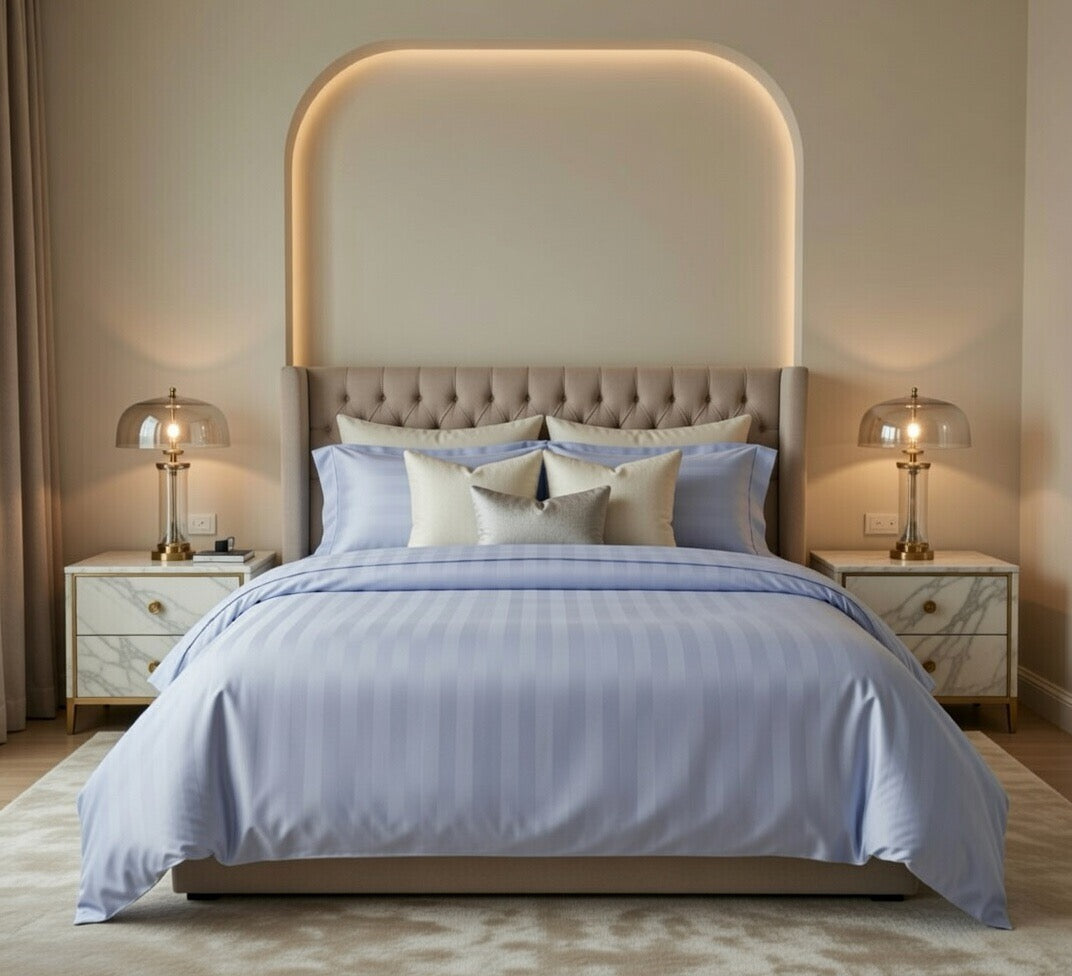 Amaré Élan — Silk Lilac Striped 550 TC Bedsheet