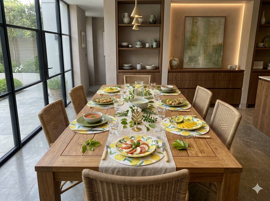 Lemon Cotton Round Placemats – Citrus Dining Table Mats | Amaré Living