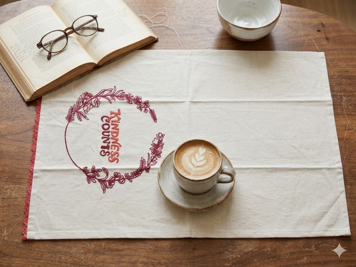 Kindness Counts Embroidered Styling Napkin(21" x 28") | Decorative Kitchen Linen – Amaré Living