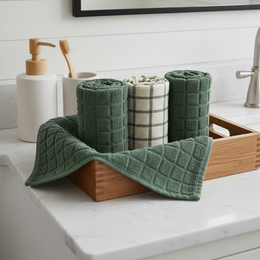 Emerald Plaid Terry Napkins – Set of 3