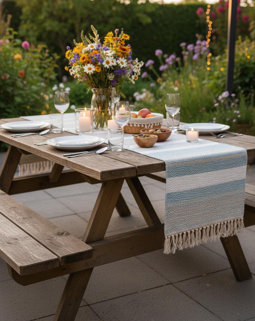 Sky Stripe Woven Table Runner