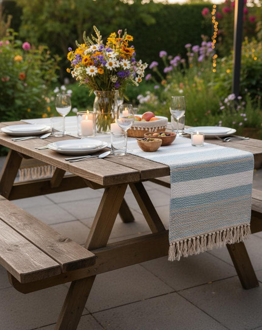 Sky Stripe Woven Table Runner