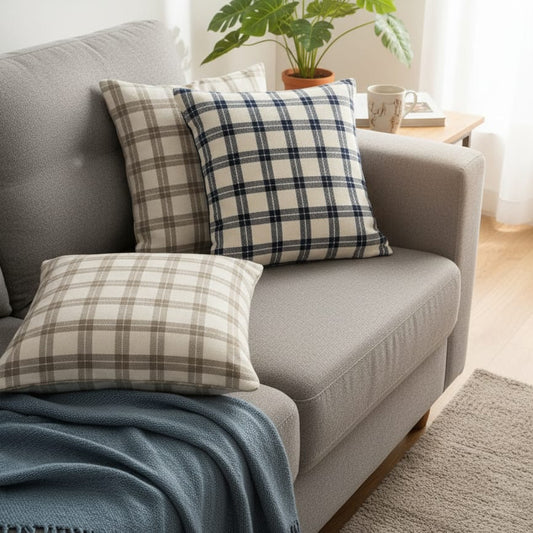 Classic Check Cotton Cushion Covers – Set of 2