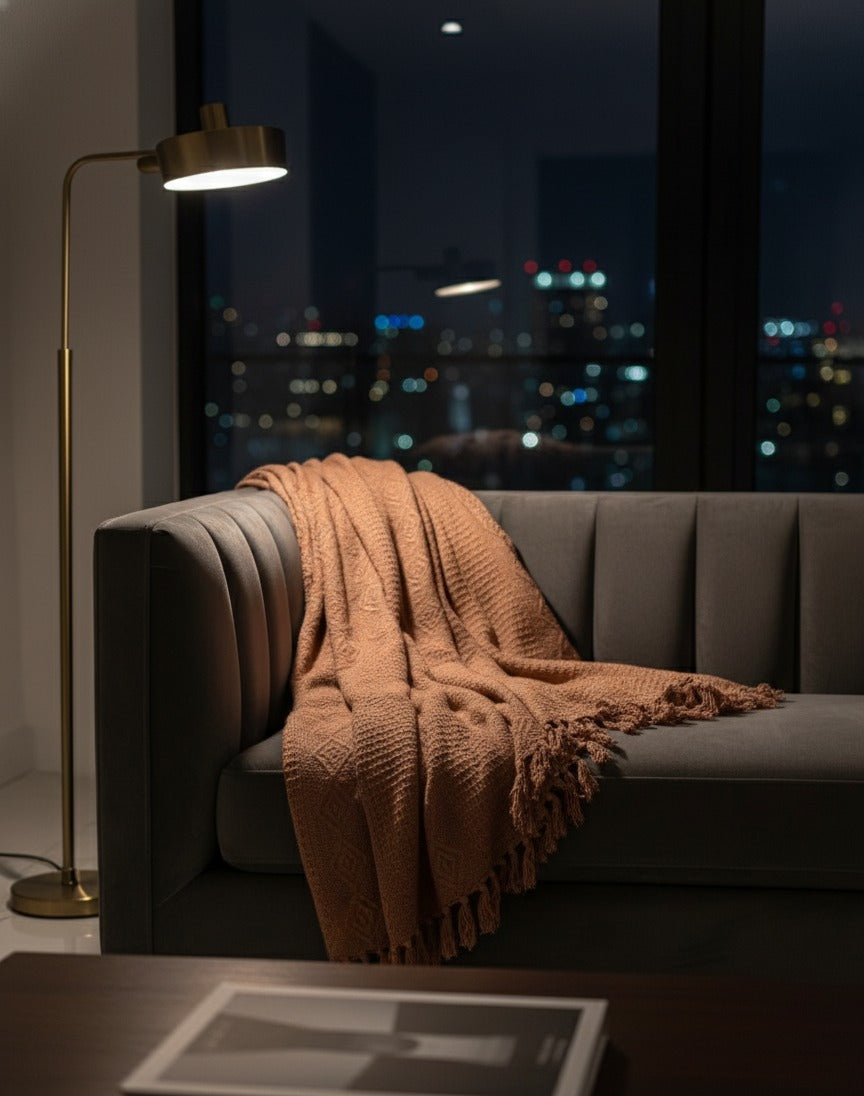 Clay Herringbone Throw