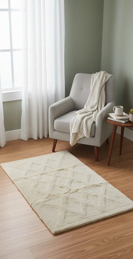 Ivory Textured Handwoven Rug