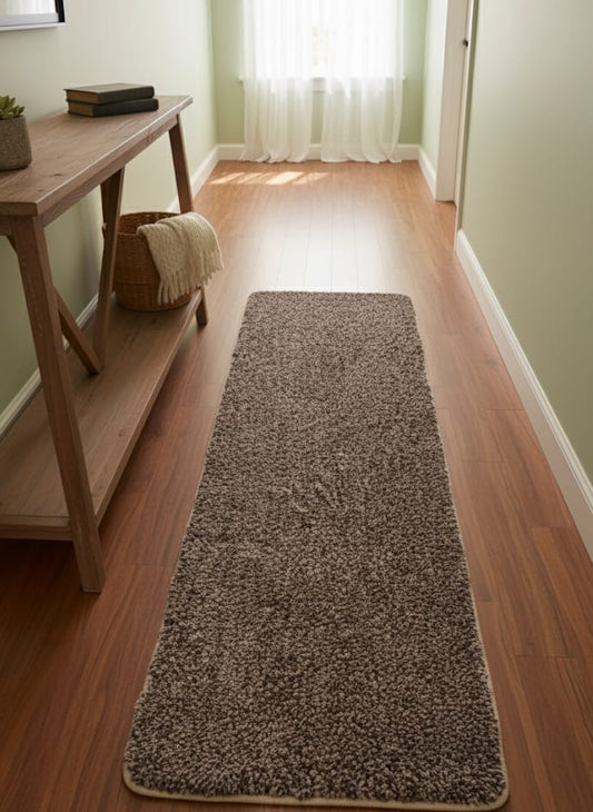 Mocha Textured Bedside Runner Rug