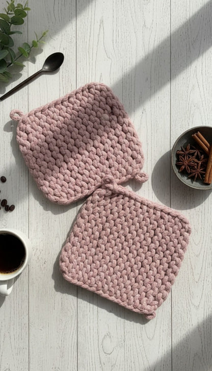 Blush Loom Crochet Trivets – Pack of 2