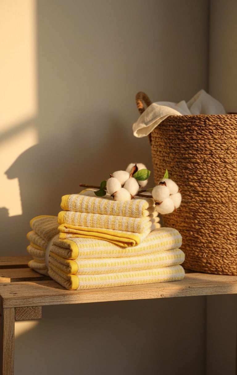 Sunbeam Stripe Cotton Hand Towels – Set of 4