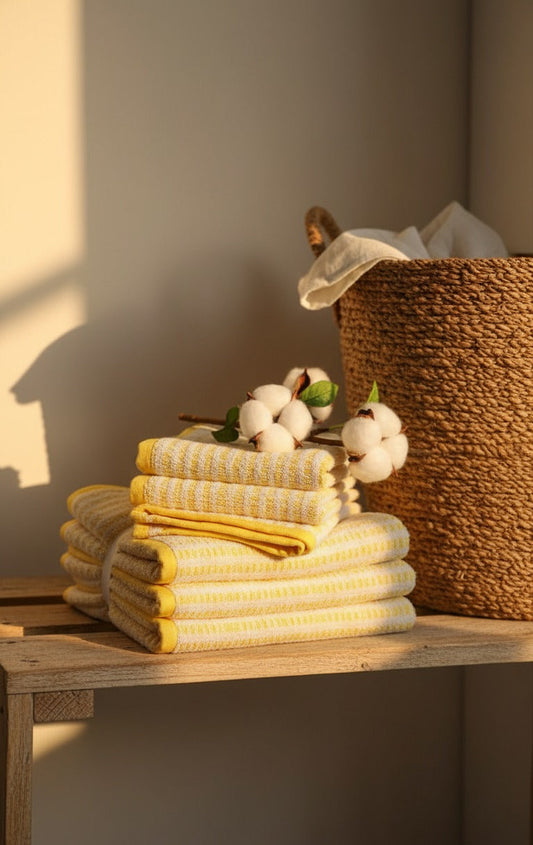 Sunbeam Stripe Cotton Hand Towels – Set of 4