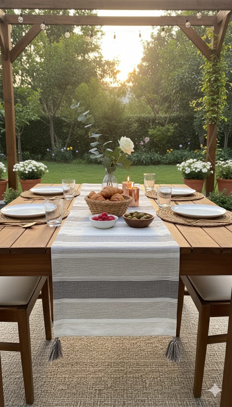 Sandstone Stripe Cotton Table Runner