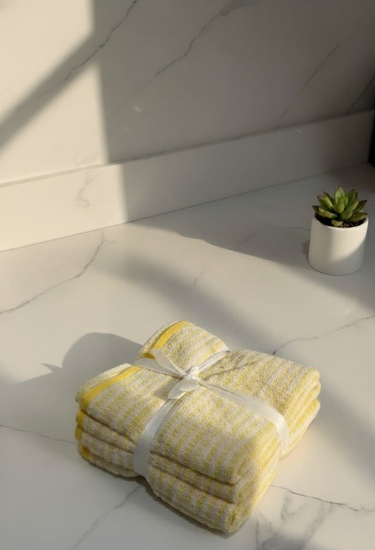 Sunbeam Stripe Cotton Hand Towels – Set of 4
