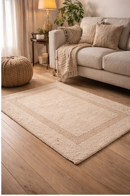 Solace Handwoven Cotton Bedside Rug - Warm Ivory